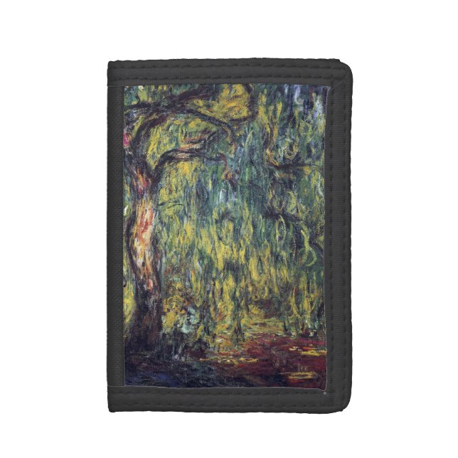 Weeping Willow by Claude Monet, Vintage Fine Art Tri-fold Wallet (Front Vertical)