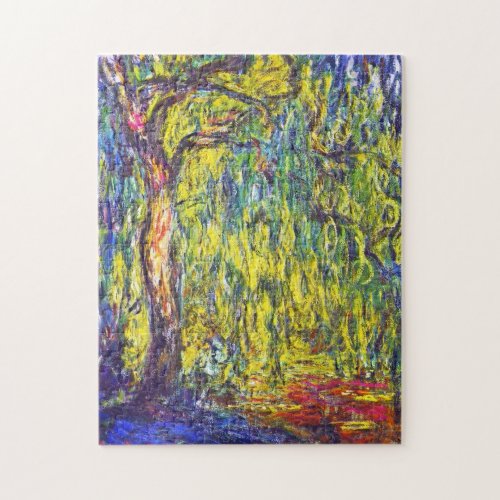 Weeping Willow Claude Monet vibrant painting art Jigsaw Puzzle