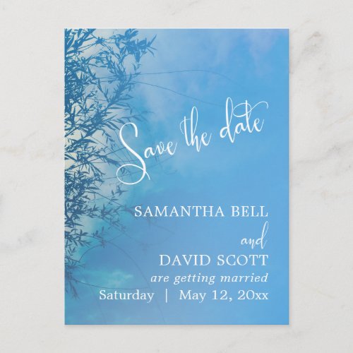 Weeping Willow Ethereal Dreamy Sky Save the Date Announcement Postcard