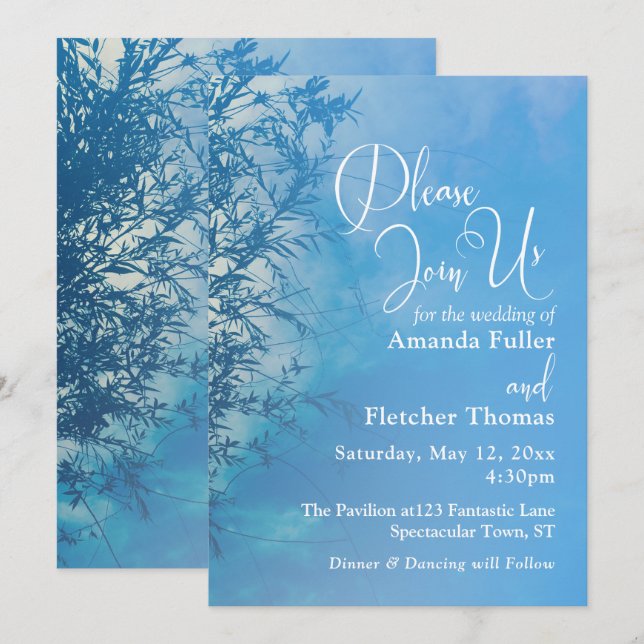 Weeping Willow Ethereal Dreamy Sky Wedding 2 Invitation (Front/Back)