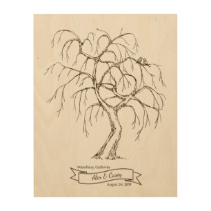 Weeping Willow Fingerprint Tree Wood Wall Decor