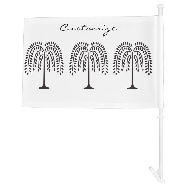 Weeping Willow Silhouette Thunder_Cove Car Flag (Back)