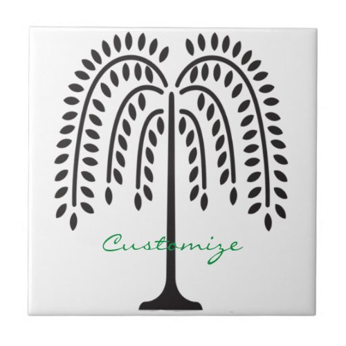 Weeping Willow Silhouette Thunder_Cove Ceramic Tile