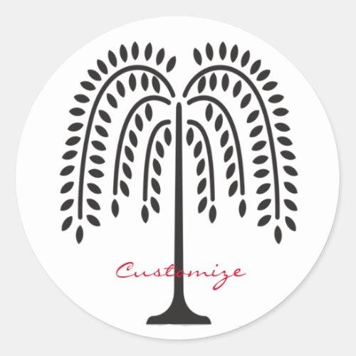 Weeping Willow Silhouette Thunder_Cove Classic Round Sticker