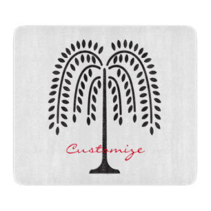 Weeping Willow Silhouette Thunder_Cove Cutting Board