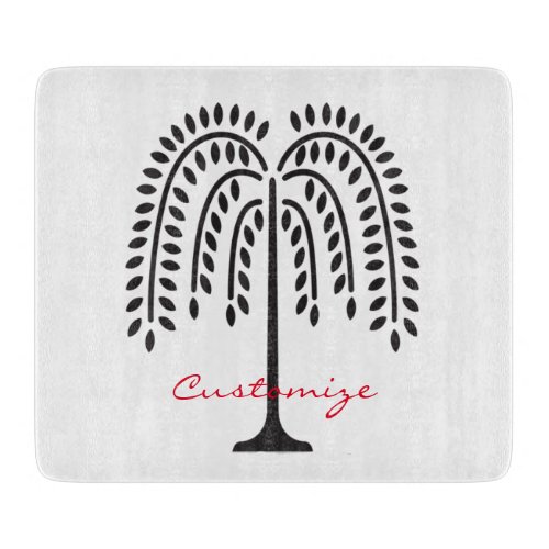 Weeping Willow Silhouette Thunder_Cove Cutting Board