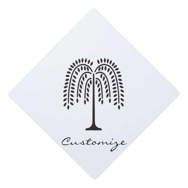 Weeping Willow Silhouette Thunder_Cove Graduation Cap Topper (Front)