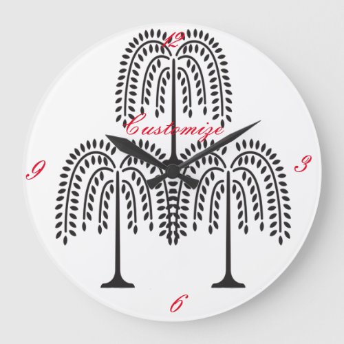 Weeping Willow Silhouette Thunder_Cove Large Clock