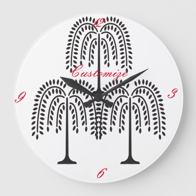 Weeping Willow Silhouette Thunder_Cove Large Clock (Front)
