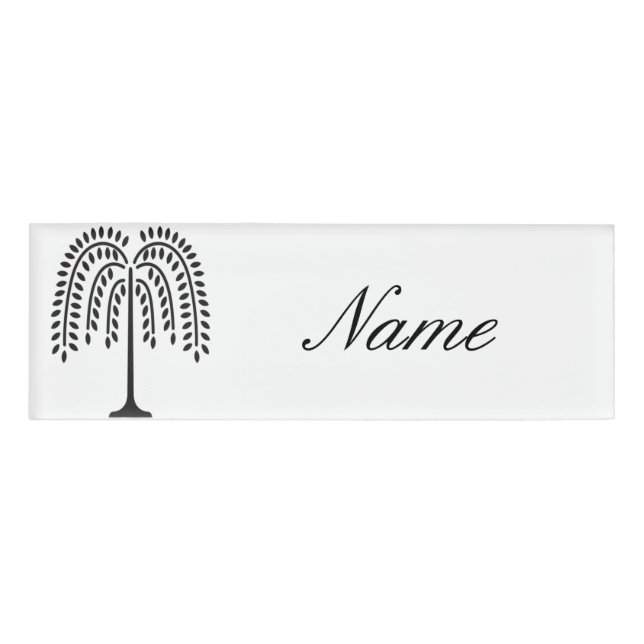 Weeping Willow Silhouette Thunder_Cove Name Tag (Front)