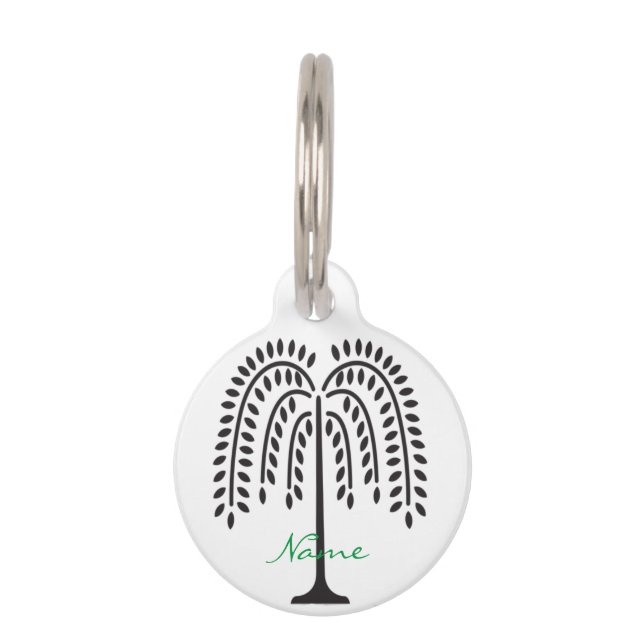 Weeping Willow Silhouette Thunder_Cove Pet ID Tag (Front)