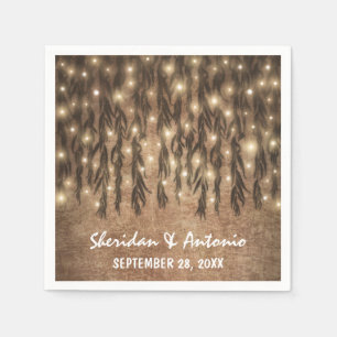 Weeping Willow Tree Branch Lights Vintage Wedding Napkins