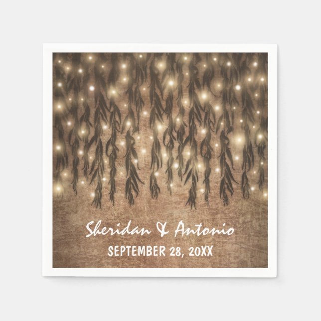 Weeping Willow Tree Branch Lights Vintage Wedding Napkins (Front)