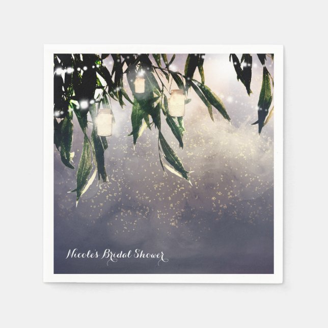 Weeping Willow Tree & Mason Jar Lights Elegant Napkins (Front)