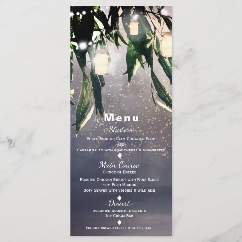 Weeping Willow Tree  Mason Jar Lights Menu Card