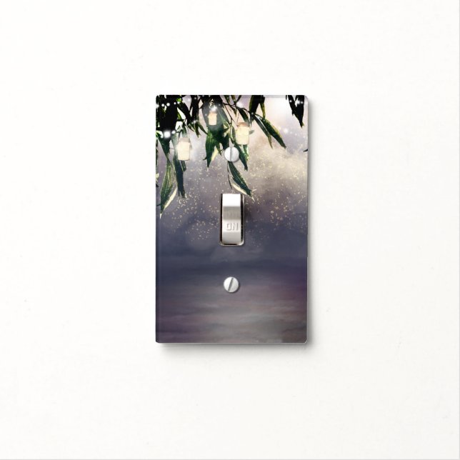 Weeping Willow Tree & Mason Jar Lights Rustic Chic Light Switch Cover (In Situ)