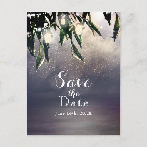 Weeping Willow Tree  Mason Jar Save the Date Announcement Postcard