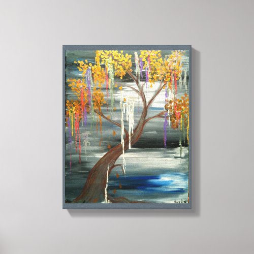Weeping Willow Tree Original Art Print on Canvas