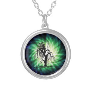 Weeping Willow Tree Silver Plated Necklace