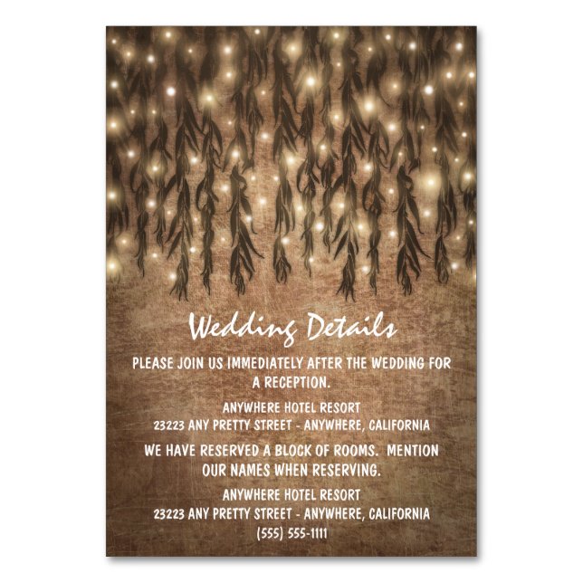 Weeping Willow Tree Vintage Wedding Insert Cards (Front)