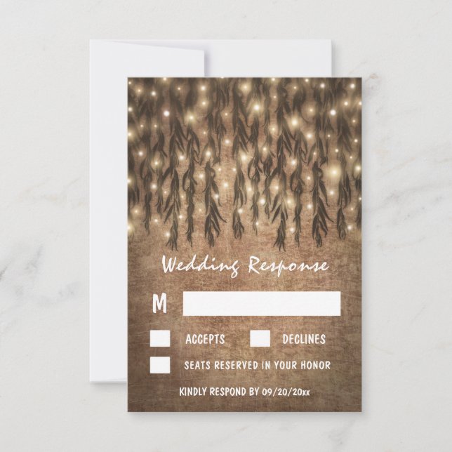 Weeping Willow Tree Vintage Wedding RSVP Cards (Front)