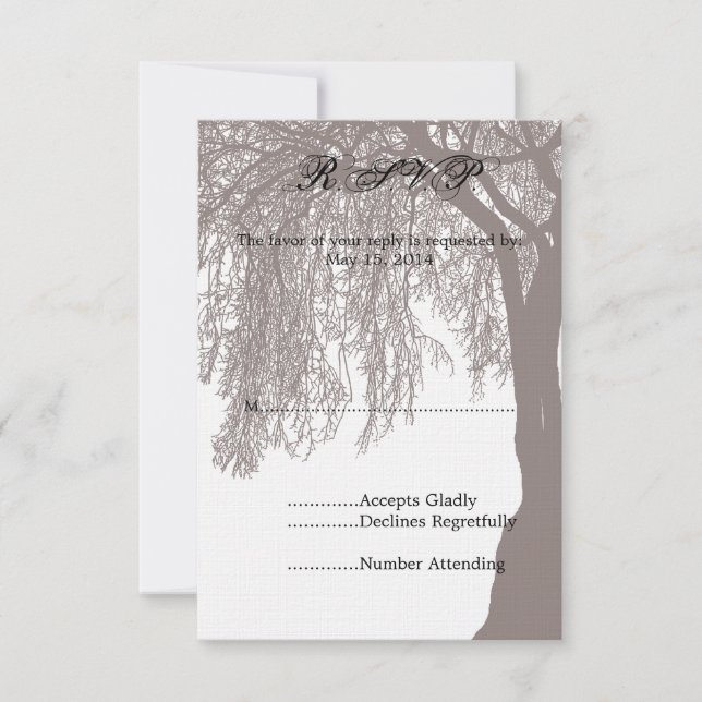 Weeping Willow Tree Wedding RSVP Card (Front)