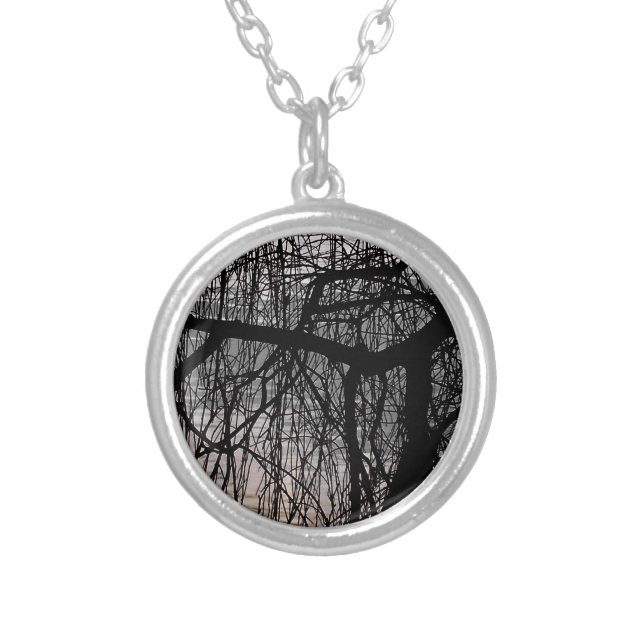 WEEPING WILLOW TREES SILVER PLATED NECKLACE (Front)
