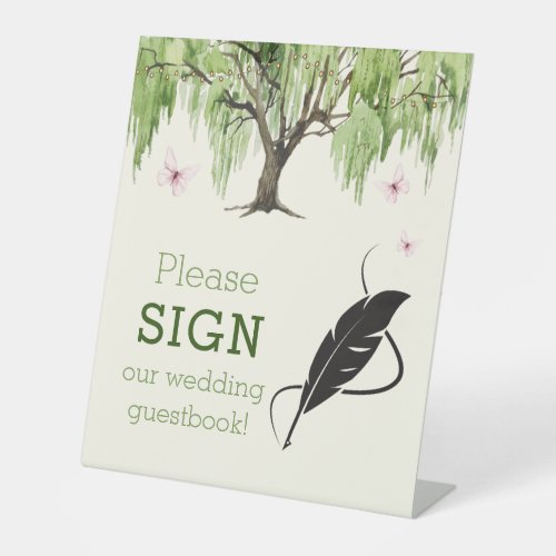Weeping Willow Wedding Guestbook Tabletop Sign