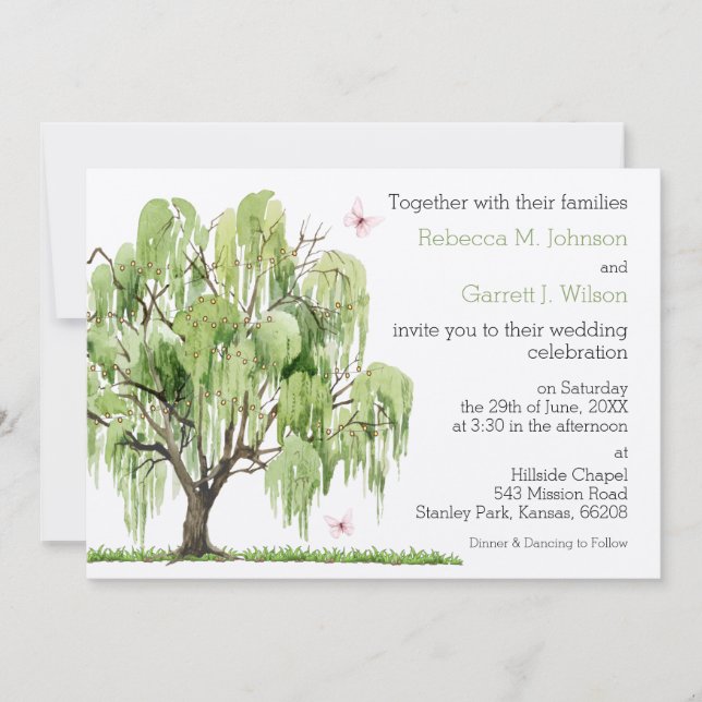 Weeping Willow Wedding Invitation (Front)