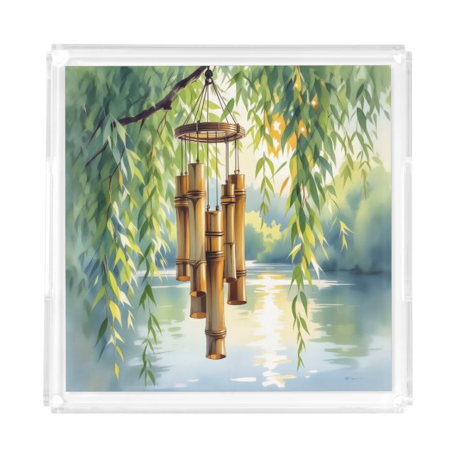 Weeping Willow, Windchimes and Lake Acrylic Tray (Front)