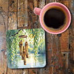 Weeping Willow, Windchimes and Lake Beverage Coaster