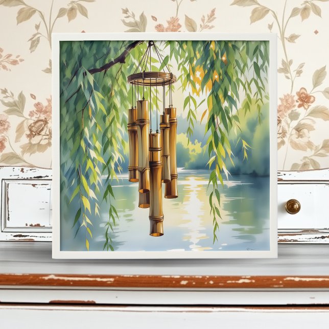 Weeping Willow, Windchimes and Lake Peel And Stick Photo Tile (Creator Uploaded)