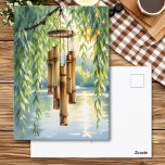 Weeping Willow, Windchimes and Lake Postcard