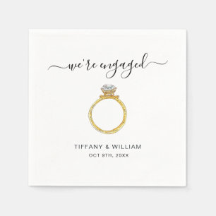 We'er Engaged Elegant ring engagement party Napkins