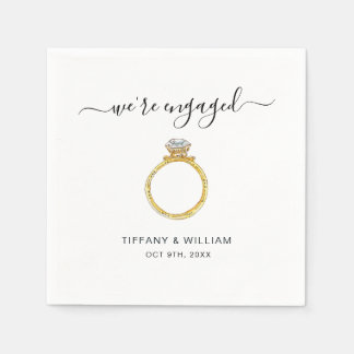 We'er Engaged Elegant ring engagement party Napkins