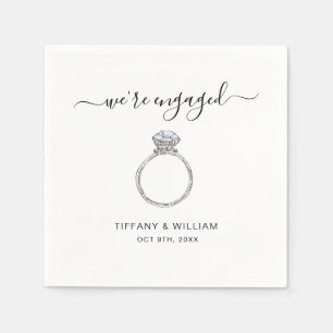 We'er Engaged Elegant Silver ring engagement party Napkins