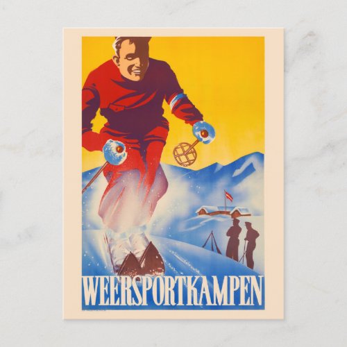 Weersportkampen Netherlands Vintage Poster 1944 Postcard