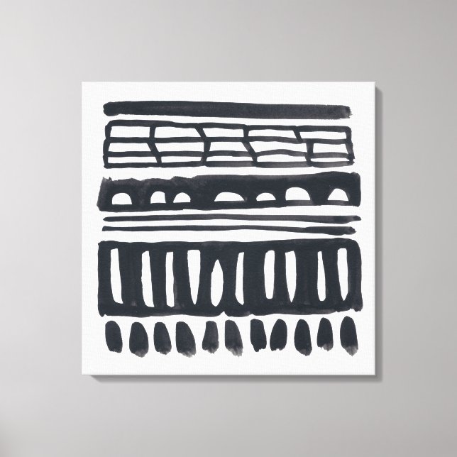 Weft I | Modern Black Watercolor Canvas Print (Front)