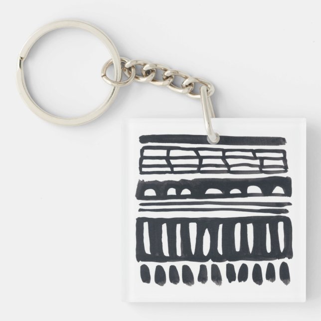Weft I | Modern Black Watercolor Keychain (Front)