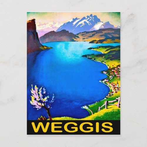 Weggis view on Lucerne lake Switzerland Postcard