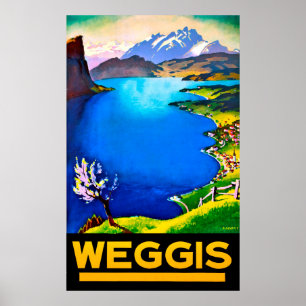 Weggis, view on Lucerne lake, Switzerland Poster