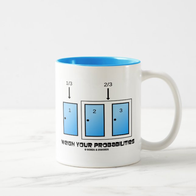 Weigh Your Probabilities Three Doors Two-Tone Coffee Mug (Right)