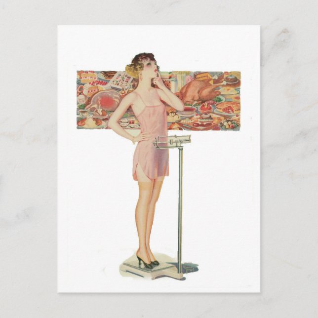 Weight In Vintage Illustration Postcard (Front)