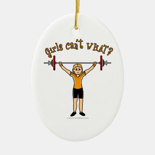 Weight Lifter Blonde Ceramic Ornament