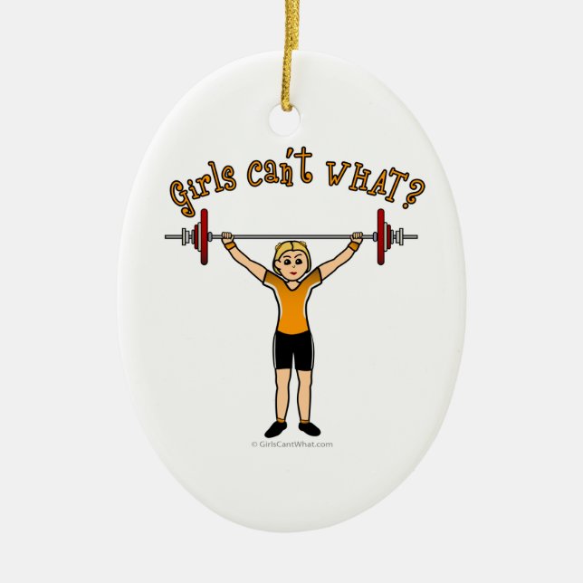 Weight Lifter (Blonde) Ceramic Ornament (Front)