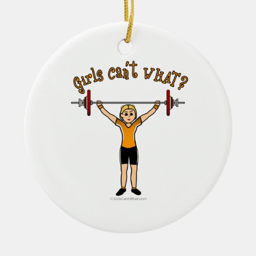 Weight Lifter Blonde Ceramic Ornament