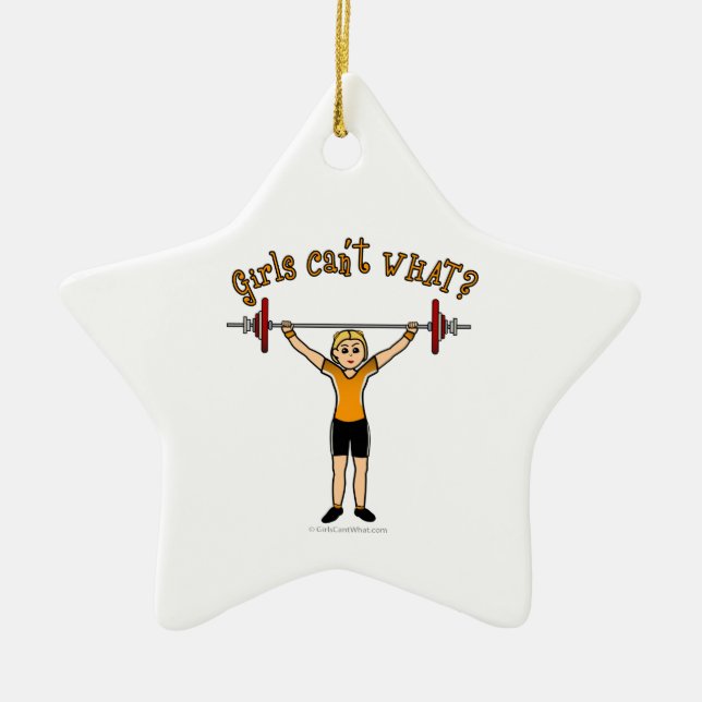 Weight Lifter (Blonde) Ceramic Ornament (Front)