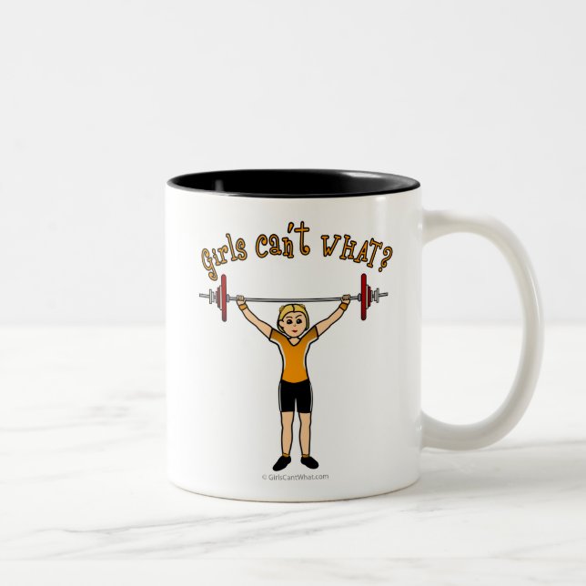 Weight Lifter (Blonde) Two-Tone Coffee Mug (Right)