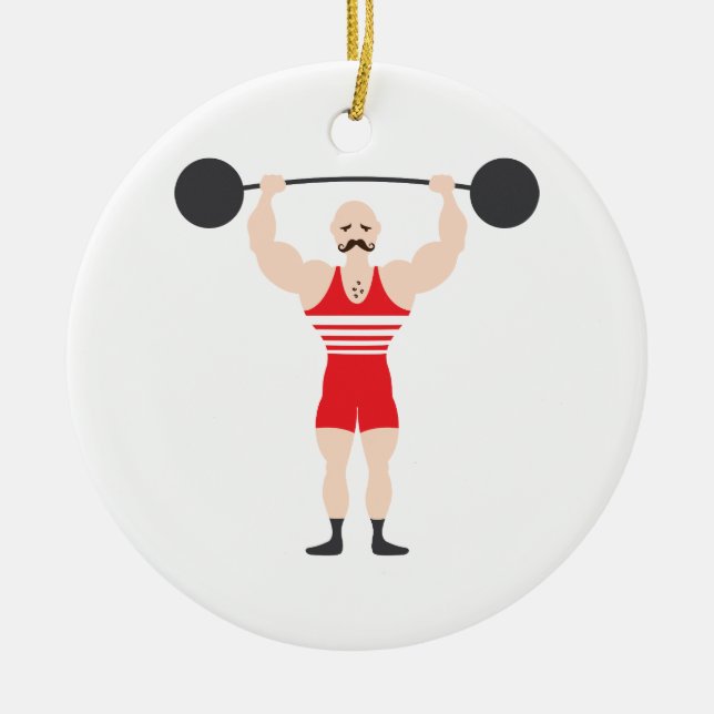 Weight Lifter Ceramic Ornament (Front)