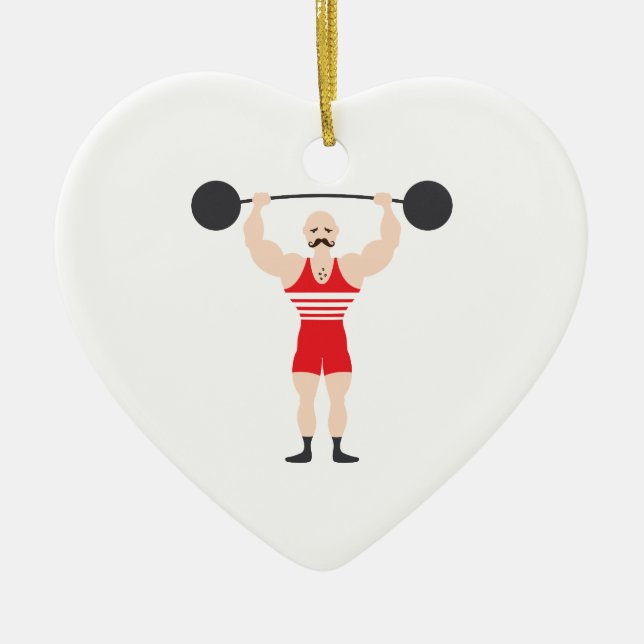 Weight Lifter Ceramic Ornament (Front)